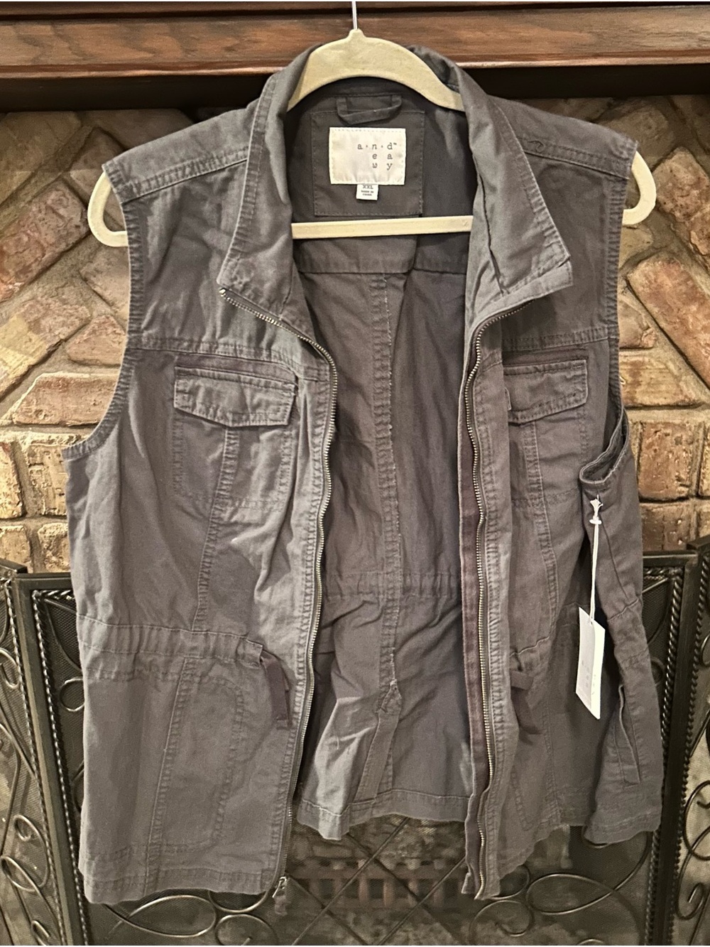 a new day Gray Utility Vest with Zip Front